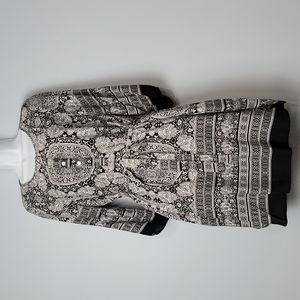 Figueroa &flowers Size M Dress 3/4 Sleeves Black Printed